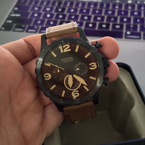 BRAND NEW Fossil Nate Chronograph Brown Leather Watch - Picture 3 of 6